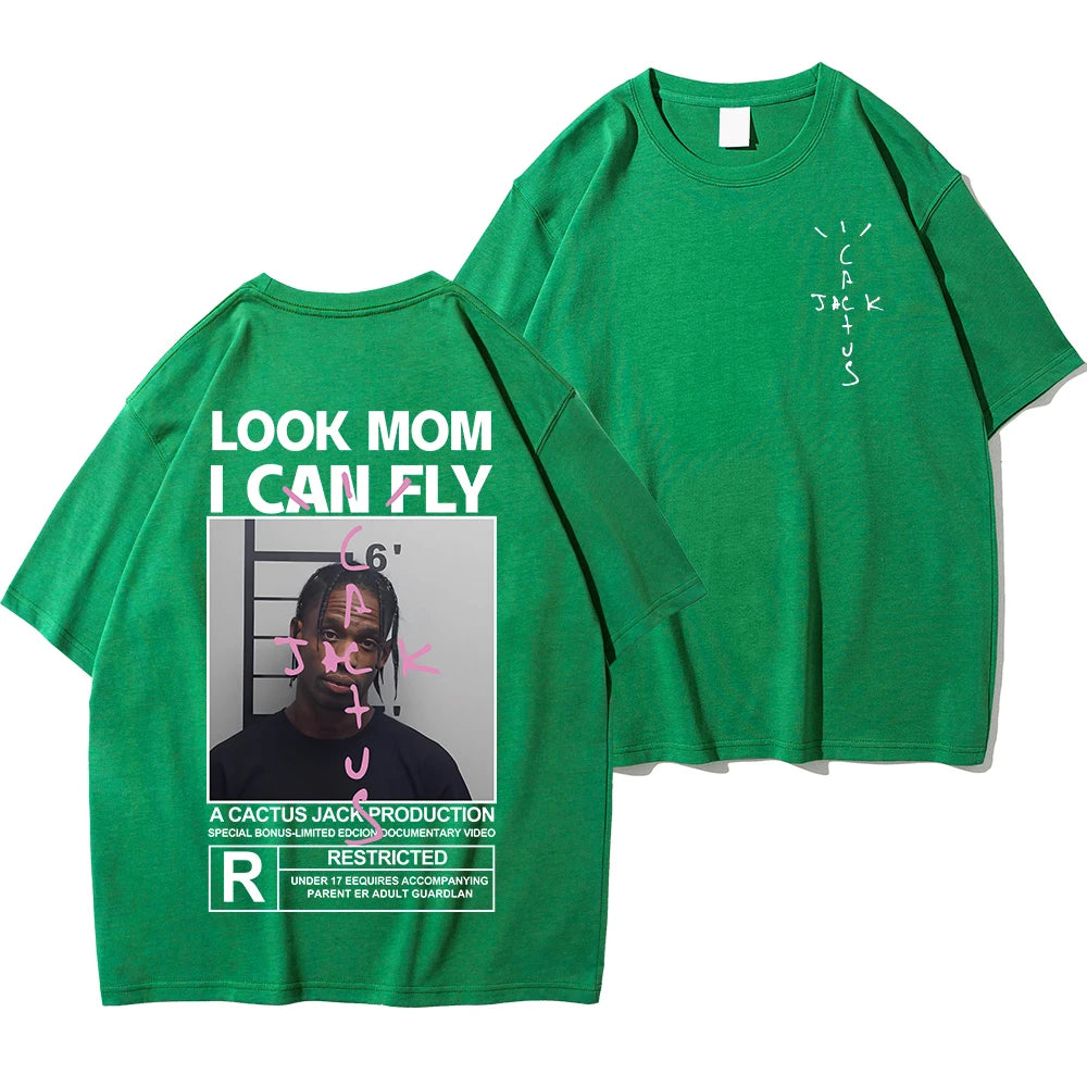 HOT SALE Cactus Jack T-Shirt High Quality Cotton Men Women LOOK MOM I CAN FLY Tee ASTROWORLD Hip Hop Short Sleeve Tshirts Tops
