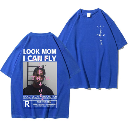 HOT SALE Cactus Jack T-Shirt High Quality Cotton Men Women LOOK MOM I CAN FLY Tee ASTROWORLD Hip Hop Short Sleeve Tshirts Tops