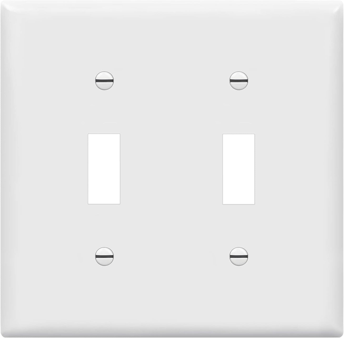 Toggle Light Switch Wall Plate, Gloss Finish, Size 2-Gang 4.50" X 4.57", Double Switch Cover, Unbreakable Polycarbonate Thermoplastic, 8812-W, White